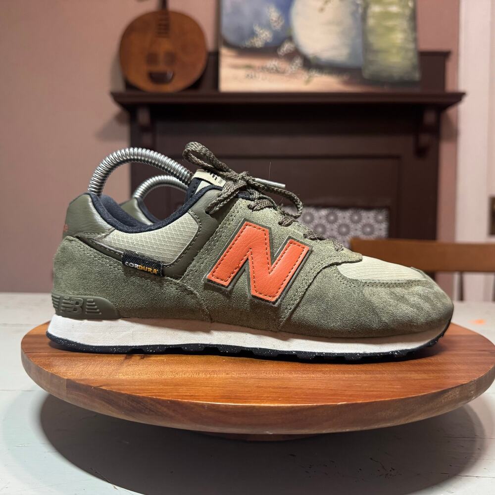 New Balance 574 Cordura Dark Olivine Boys Size 5.5 Sneaker Shoes